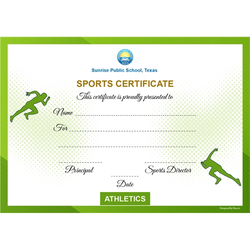 School Sports Award Certificate Athletics A4 Size | Use on Laser Printer